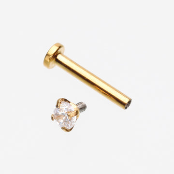 Detail View 1 of 3 Pcs Pack of Assorted Golden Prong Set Sparkle Gem Steel Micro Labret-Clear Gem